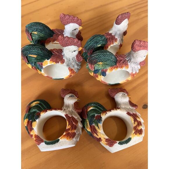 Vintage Resin Chicken Rooster Napkin Ring Holders Set Of 6 - Picture 6 of 6